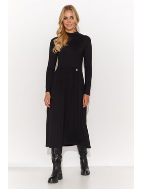 Makadamia Makadamia Sukienka codzienna M808 Czarny Classic Fit
