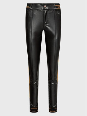 Ermanno Firenze Ermanno Firenze Hlače iz umetnega usnja P008ES2 Črna Slim Fit
