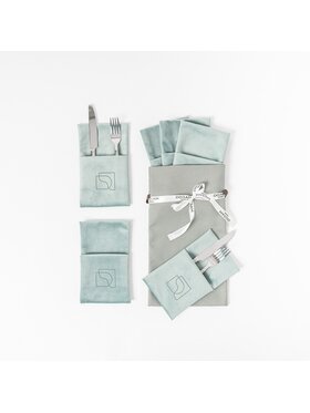 Doram design Doram design Dekoracja Welurowe etui na sztućce Mist 6 szt. Turkusowy