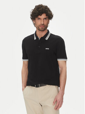 BOSS BOSS Тениска с яка и копчета Paddy 50469055 Черен Regular Fit