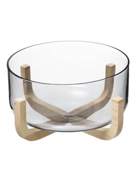 MIAhome MIAhome Misa szklana na drewnianej podstawce 24,5 cm Przezroczysty