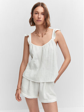 Mango Mango Top Bambu 57030035 Bílá Regular Fit