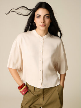 Oltre Oltre Koszula 5033J000814N0A2 Biały Boxy Fit