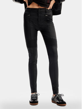 Desigual Desigual Pantalon en simili cuir Oslo 24SWPW26 Noir Slim Fit