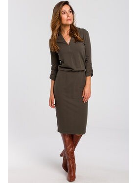 Stylove Stylove Každodenní šaty S194 Zelená Regular Fit