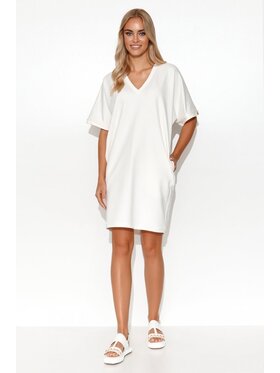 Makadamia Makadamia Sukienka codzienna M778 Biały Comfort Fit