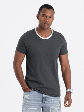 Ombre Ombre T-Shirt OM-TSCT-22SS-004 Szary Regular Fit