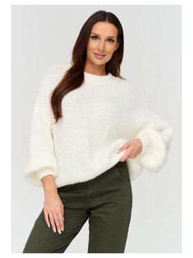 Makadamia Makadamia Sweter C83 Biały Loose Fit