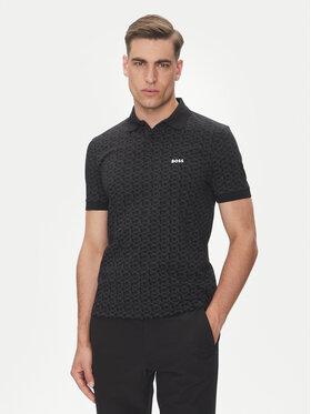 BOSS BOSS Тениска с яка и копчета Paddy Striped C 50540719 Черен Regular Fit