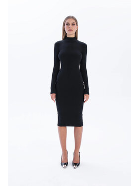 Nudyess Nudyess Sukienka dzianinowa Askja midi z prążka Czarny Fitted Fit