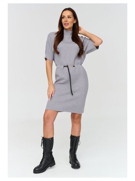 Makadamia Makadamia Sukienka codzienna C81 Szary Loose Fit