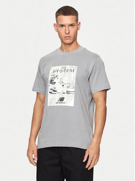 New Balance New Balance T-shirt Poster MT41595 Grigio Regular Fit