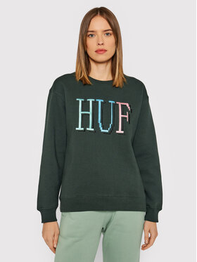 HUF HUF Bluză 8-Bit Crew WPF0009 Verde Relaxed Fit