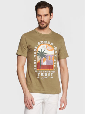 Guess Guess T-Shirt Palm Window M3GI10 K6XN4 Zielony Slim Fit