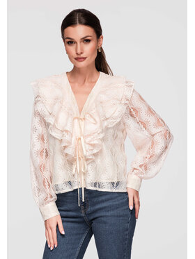 Ombre Ombre Bluzka OW-TS-E0027 Beżowy Loose Fit