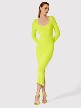 Simple Simple Úpletové šaty SUD008 Zelená Slim Fit