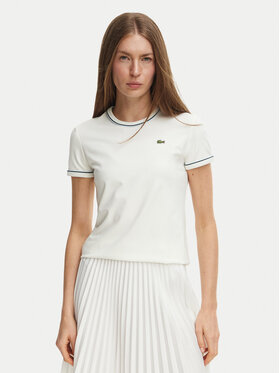 Lacoste Lacoste Тишърт TF5289 Кремав Slim Fit
