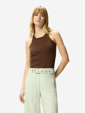 PINKO PINKO Top REDBULL CANOTTA COSTINA COTONE Marrone Slim Fit