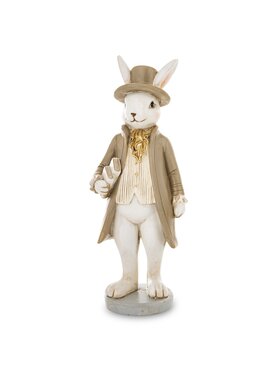 MIAhome MIAhome Figurka królik w kapeluszu ze skryptami pod pachą Beżowy