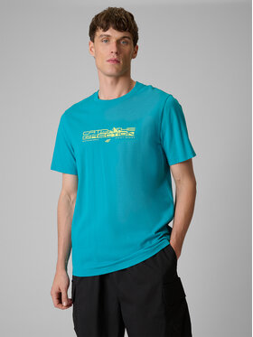 4F 4F T-Shirt TREKKING Turkusowy Regular Fit