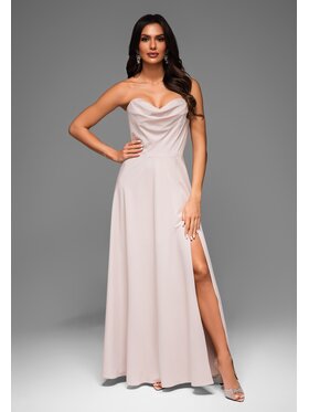 Ombre Ombre Sukienka wieczorowa LA-OM-DLR042 Beżowy Regular Fit