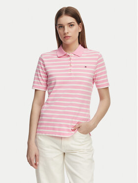 Tommy Hilfiger Tommy Hilfiger Тениска с яка и копчета 1985 WW0WW43224 Светлорозов Regular Fit