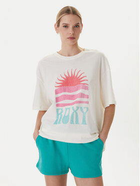 Roxy Roxy T-särk Hangloose Poster ERJZT06090 Valge Loose Fit