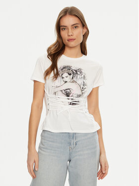 Guess Guess Tričko W5RI32 K9RM1 Biela Regular Fit