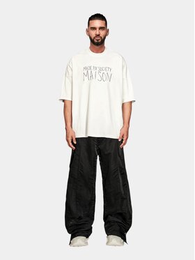 MADE BY SOCIETY MADE BY SOCIETY T-Shirt Maison Blanc - T17985 Biały Basic Fit