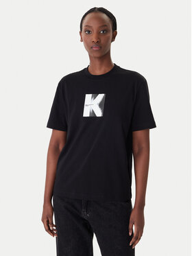 Karl Lagerfeld Jeans Karl Lagerfeld Jeans Tricou B1W17055 Negru Relaxed Fit