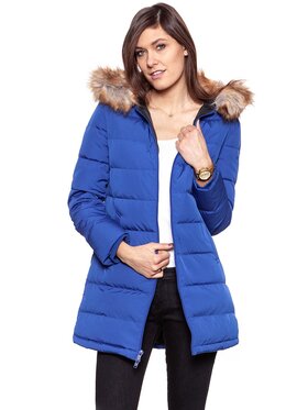 Wrangler Wrangler Kurtka damska LONG PUFFER Niebieski Slim Fit