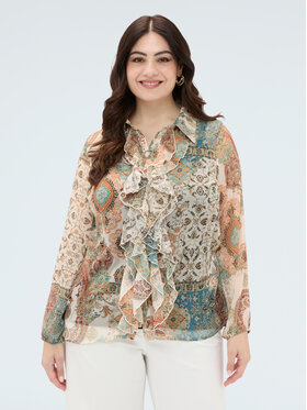 Fiorella Rubino Fiorella Rubino Koszula 5069T001548N0R2 Kremowy A-Line Fit