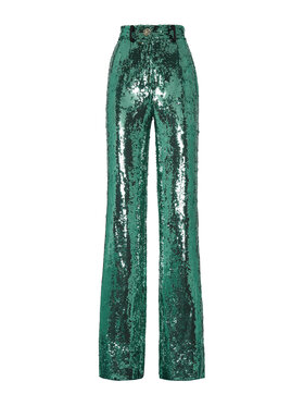PHILIPP PLEIN PHILIPP PLEIN Kalhoty z materiálu 2649 Zelená Flare Fit