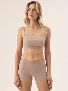Esotiq Esotiq Szorty materiałowe 43092 Beżowy Regular Fit