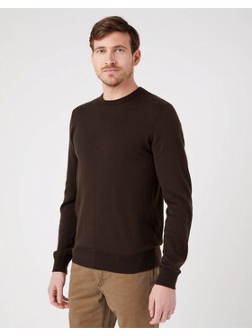Wrangler Wrangler Sweter CREWNECK KNIT Brązowy Regular Fit