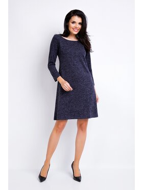 Awama Awama Sukienka dzianinowa A162 Granatowy Basic Fit