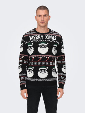 Only & Sons Only & Sons Пуловер Xmas Santa 22023994 Черен Regular Fit