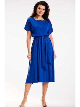 Awama Awama Sukienka letnia A576 Niebieski Basic Fit