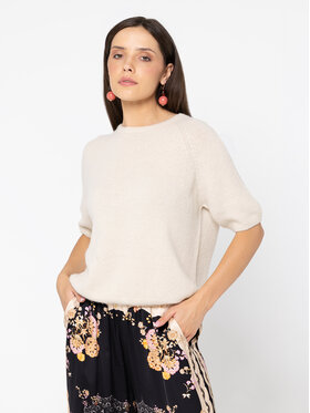 Miss LK Miss LK Sweter MISSLKS Beżowy Regular Fit