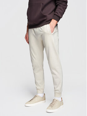Ombre Ombre Spodnie dresowe OM-PABS-0305 Kremowy Regular Fit