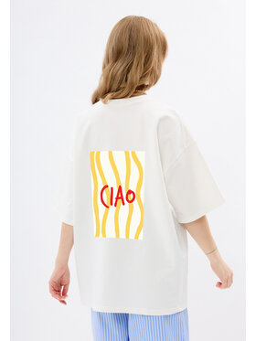 Mirons Mirons T-Shirt Print Biały Oversize