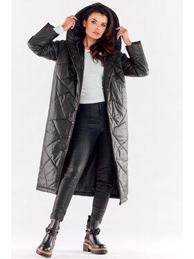 Awama Awama Płaszcz A542 Czarny Basic Fit
