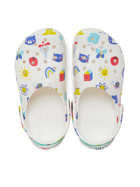 Crocs Natikači Classic Doodle Print Clog K 210356 Bela