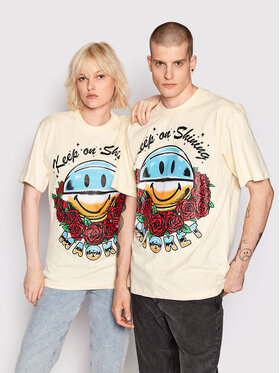 Market Market Majica Unisex SMILEY Keep On Shining 399001061 Bež Relaxed Fit