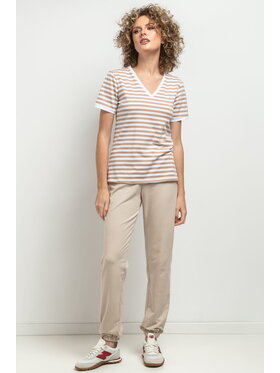 Tessita Tessita Bluzka T394 Beżowy Slim Fit