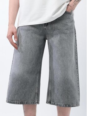 Machinist Machinist Szorty jeansowe Krótkie Spodenki Jortsy Jeansowe Super Baggy Męskie Ciemne Szare Classic Bermudy 33 Szary Baggy Fit