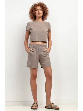 Tessita Tessita Szorty materiałowe SPODENKI_T402_3_XS Beżowy Relaxed Fit
