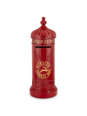 MIAhome MIAhome Figurka duża skrzynka na listy okrągła NORTH POLE POST Czerwony