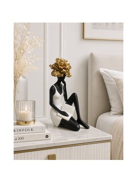 MIAhome MIAhome Figurka ceramiczna siedzącej kobiety FIOR DORA-2 Czarny