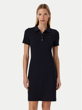 Tommy Hilfiger Tommy Hilfiger Každodenní šaty 1985 Slim Pique Polo Dress Ss WW0WW42048 Tmavomodrá Slim Fit